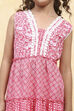 Dark Blue Cotton Tiered Printed Kurta Salwar Set image number 1
