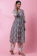 Peach Cotton Flared Kurta Set image number 3