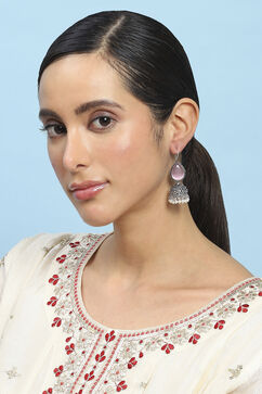 Light Pink Brass Jhumka image number 3
