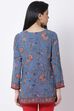 Off White Cotton Blend Printed Kurti image number 4