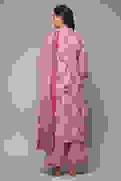 Salmon Cotton Straight Kurta Palazzo Suit Set image number 2