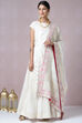 Off White Poly Metallic Cotton Straight Kurta Skirt Suit Set image number 5