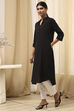 Burgundy Cotton Blend Solid Straight Kurta image number 2