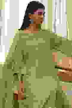 Green Solid A-Line Suit Set image number 7