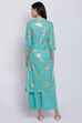 Teal Straight Kurta Palazzo Suit Set image number 4