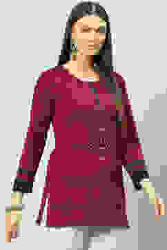 Blue Poly Metallic Straight Printed Kurti image number 0