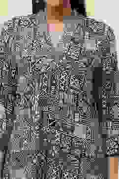 Teal Printed Straight Short Kurta image number 1