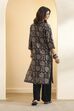 Black Poly Viscose Floral Straight Kurta image number 3