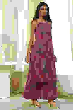 Magenta Pure Cotton Printed Straight Kurta Set image number 5