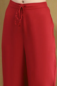 Red Embroidered Festive Straight Suit Set image number 2