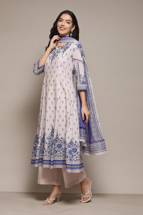 Red Cambric Kalidar Printed Kurta Palazzo Suit Set image number 4