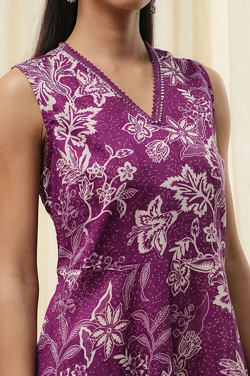 Green Cotton Floral Peplum Suit Set image number 1