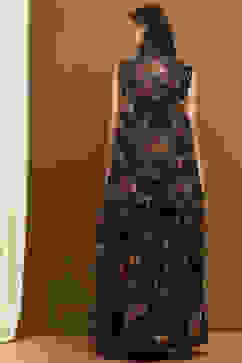 Black Georgette Floral Printed Flared Lehenga Set image number 4