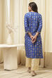 Navy Blue Rayon Straight Kurta Pants Set image number 4