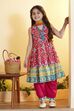 Pink Printed Tiered Cotton Kurta Set