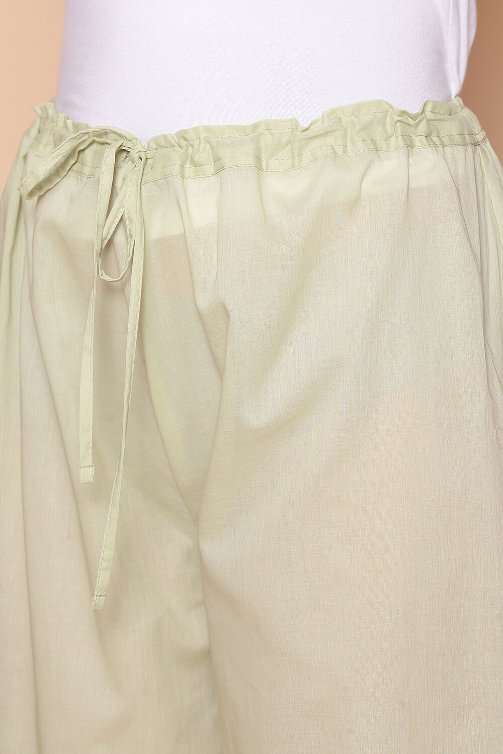 Light Green Cotton Floral Straight Suit Set image number 3