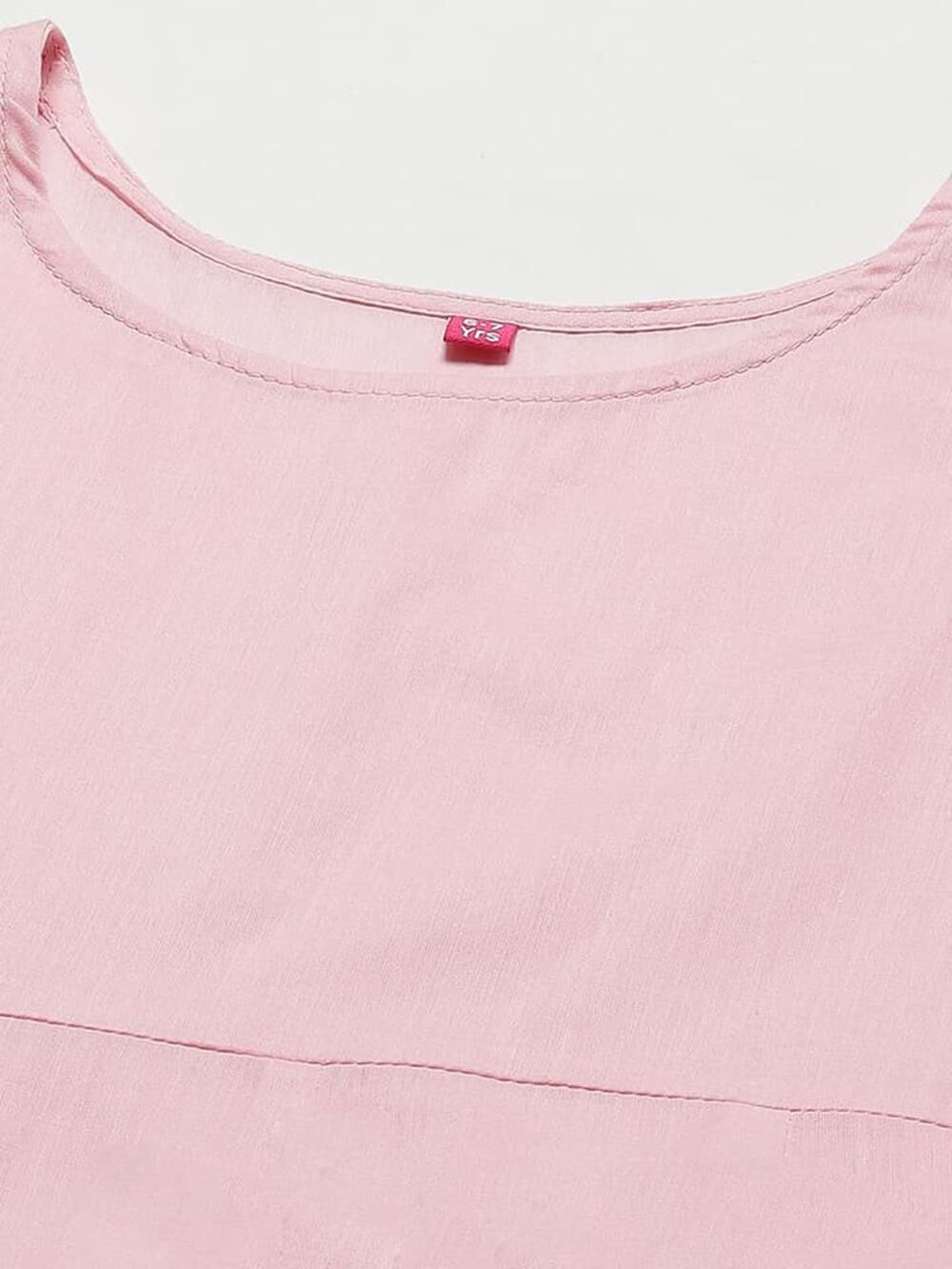 Pink Cotton Blend Flared Kurta Churidar Suit Set image number 2