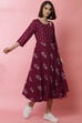 Wine Cotton Fusion Dress image number 3