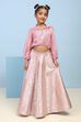 Lilac Polyester Flared Lehenga Set image number 6