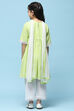 Green Leheriya Cotton Kurta With Palazzo & Net Dupatta image number 5