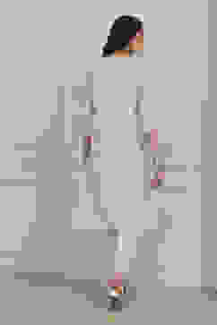 White Poly Chanderi Straight Suit Set image number 4