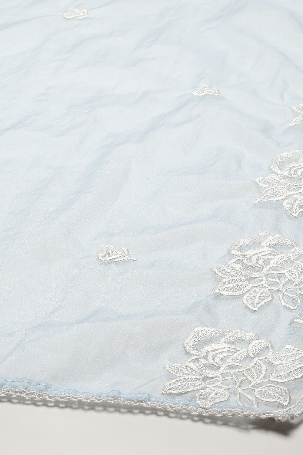 Dull Blue Muslin Unstitched Suit set image number 4