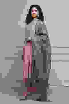 Blush Peach Cotton Tissue Embroidered Dyed Kalidar Suit Set image number 3