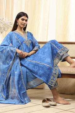 Blue Dyed Straight Suit Set image number 1