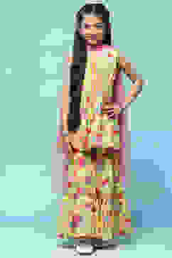 Yellow Cotton Peplum Kurta With Sharara & Net Dupatta image number 7