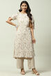Dull Rose Rayon Straight Fusion Printed Kurta Set image number 0