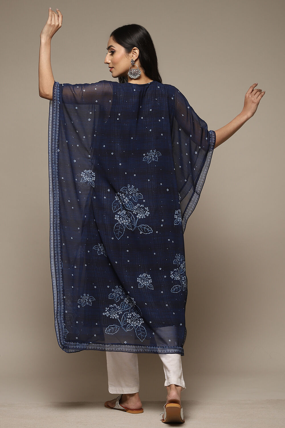 Indigo LIVA Blend Straight Printed Kurta image number 2
