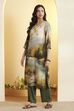 Beige Rayon Slub Straight Kurta Pants Set image number 3