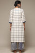 Natural & Blue Cotton Blend Straight Kurta Palazzo Suit Set image number 4