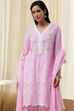 Pink Cotton Schiffli Straight Suit Set image number 7