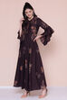 Brown Cotton Fusion Wear Dress image number 1