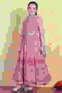 Pink Printed Flared Lehenga Set image number 3