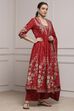 Red Cotton Anarkali Printed Suit Set image number 5