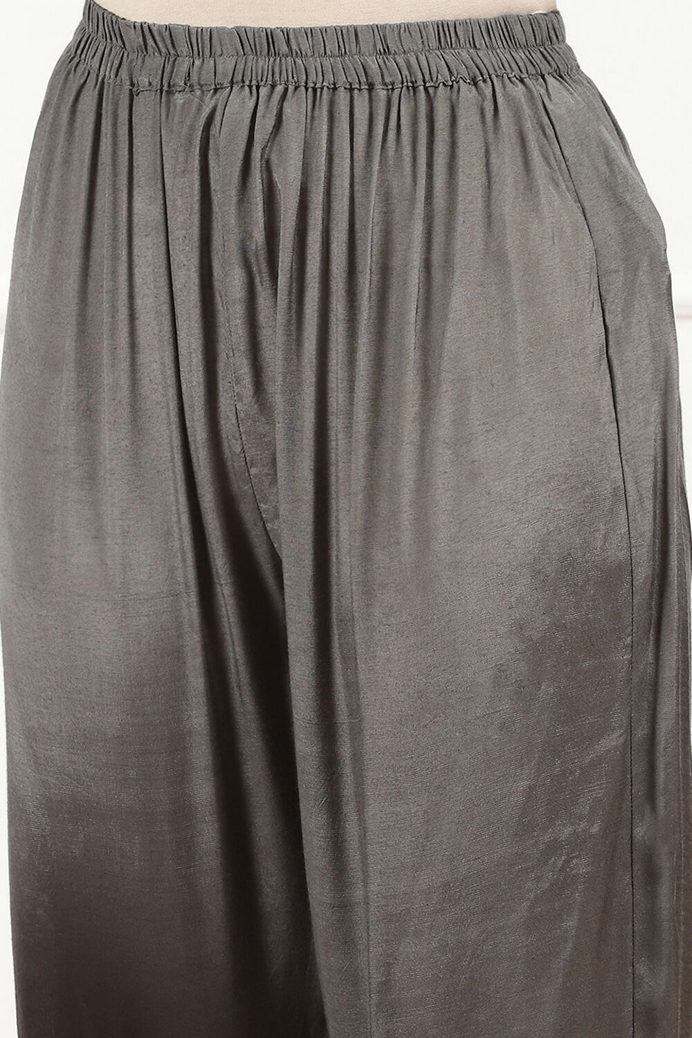 Grey Linen Blend Digital Print Unstitched Suit Set image number 3