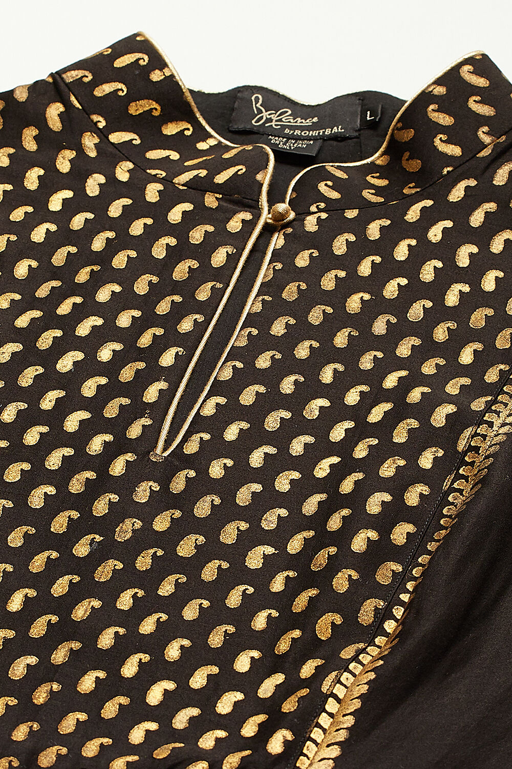 Rohit Bal Black Chanderi Silk Kalidar Solid Suit Set image number 1