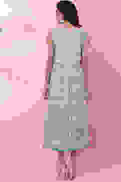 Turquoise Rayon A Line Fusion Dress image number 4