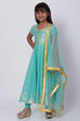 Turquoise Cotton Anarkali Kurta Churidar Suit Set image number 2