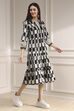 Black and White Cotton Tiered Dress image number 3