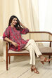 Magenta Cotton Printed A-Line Short Kurta image number 5