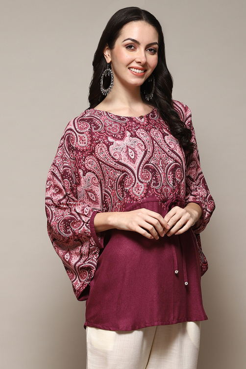 Olive Viscose Straight Printed Top image number 3
