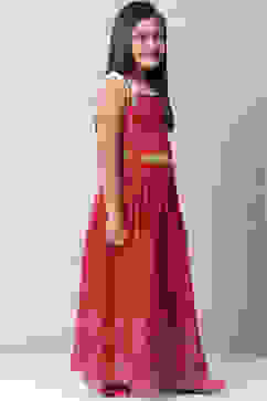 Cherry Red Cotton Lehenga Set image number 5