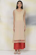 Yellow Cotton Silk Double Layered Kurta Flared Palazzo Suit Set image number 4