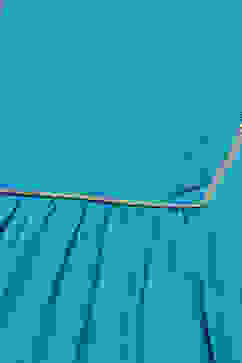 Turquoise LIVA Gathered Yarndyed Kurta Afgan Pant Suit Set image number 1