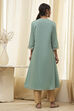 Dull Blue Pure Cotton Gathered Kurta image number 3