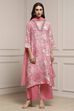 Blue Viscose Rayon Asymmetric Printed Suit Set image number 6