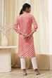 Coral Polyester Straight Kurta image number 3